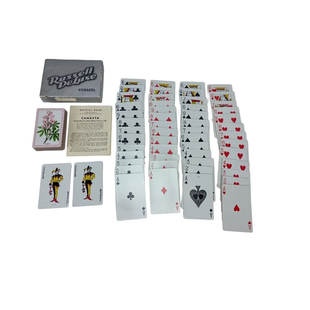 Russell Deluxe Canasta Lupine Double Deck Of Playing Cards Vintage - Picture 4 of 5